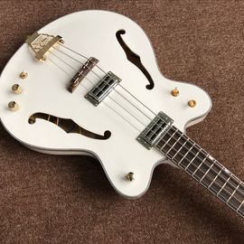 Nuevo estilo, China Custom Jazz blanco F guitarra eléctrica de cuerpo hueco, tablero de rosas, sistema vibrato proveedor