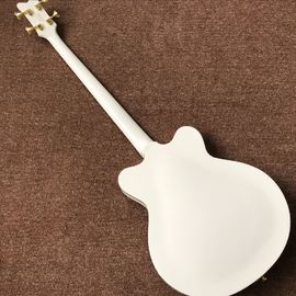 Nuevo estilo, China Custom Jazz blanco F guitarra eléctrica de cuerpo hueco, tablero de rosas, sistema vibrato proveedor