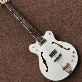 Nuevo estilo, China Custom Jazz blanco F guitarra eléctrica de cuerpo hueco, tablero de rosas, sistema vibrato proveedor
