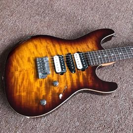 Guitarra eléctrica de Tiger Flame hecha a mano. proveedor