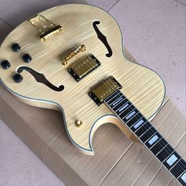 Guitarra eléctrica con cuerpo hueco, doble llama de tigre. Guitarra de madera natural. Sistema de vibración. proveedor
