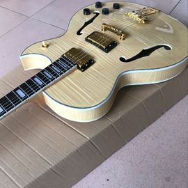 Guitarra eléctrica con cuerpo hueco, doble llama de tigre. Guitarra de madera natural. Sistema de vibración. proveedor