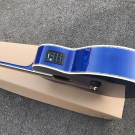 Mejor Jumbo Guitarra acústica de madera de arce de llama azul Guitarra de ébano sólido Guitarra acústica personalizada 43 pulgadas Guitarra Jumbo proveedor