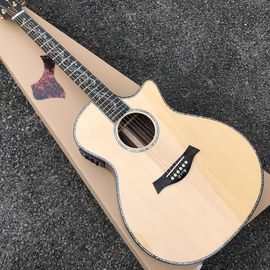 Guitarra acústica clásica, Guitarra acústica,Cutaway sólida de abeto,Guitarra con incrustaciones de Abalone proveedor