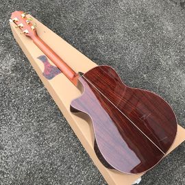 Guitarra acústica clásica, Guitarra acústica,Cutaway sólida de abeto,Guitarra con incrustaciones de Abalone proveedor