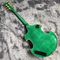 Guitarra eléctrica de cuerpo de forma irregular y cuerpo semi-hueco en verde proveedor