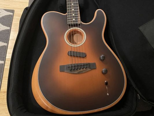 Guitarra eléctrica Acoustasonic Tele Sunburst de poliéster satinado acabado mate con cuello profundo C y hardware de cromo proveedor