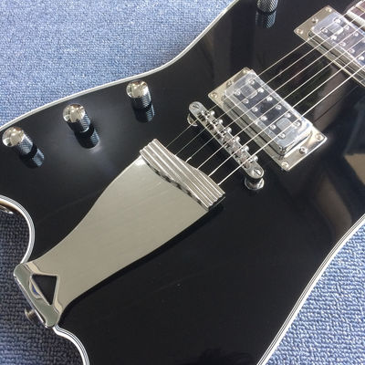 Guitarra eléctrica a mano izquierda personalizada en negro proveedor