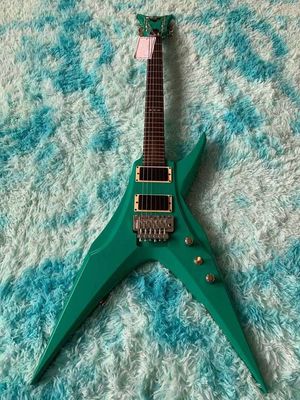 6 cuerdas Guitarra eléctrica de 39 pulgadas en forma de V Cuello a través de la guitarra activa Mahogany Madera cuerpo mate Rosa Verde Negro Re proveedor