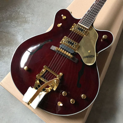 Guitarra eléctrica de doble superficie convexa personalizada Big Tremolo en vino rojo proveedor