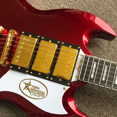 Guitarra eléctrica SG personalizada con color rojo metal proveedor