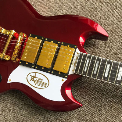 Guitarra eléctrica SG personalizada con color rojo metal proveedor