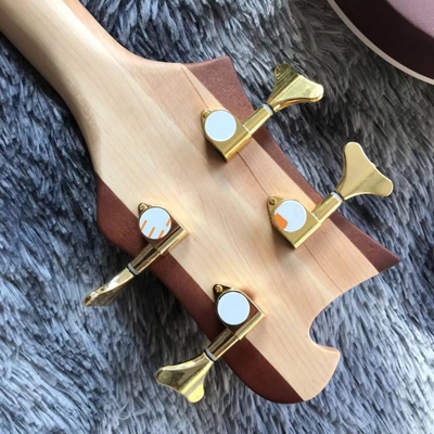 Grand Rickenbacker estilo personalizado 4 cuerdas Cuello a través del cuerpo Bajo eléctrico Guitarra esculpida Top Fábrica de instrumentos musicales proveedor