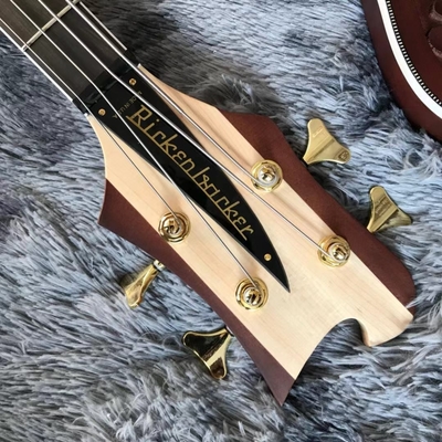 Grand Rickenbacker estilo personalizado 4 cuerdas Cuello a través del cuerpo Bajo eléctrico Guitarra esculpida Top Fábrica de instrumentos musicales proveedor