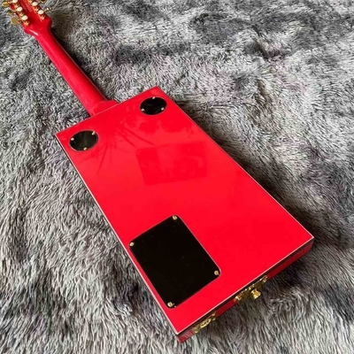 Guitarra eléctrica personalizada Grand G6138 Bo Diddley Tablero de dedos de ébano pájaro de fuego color rojo proveedor